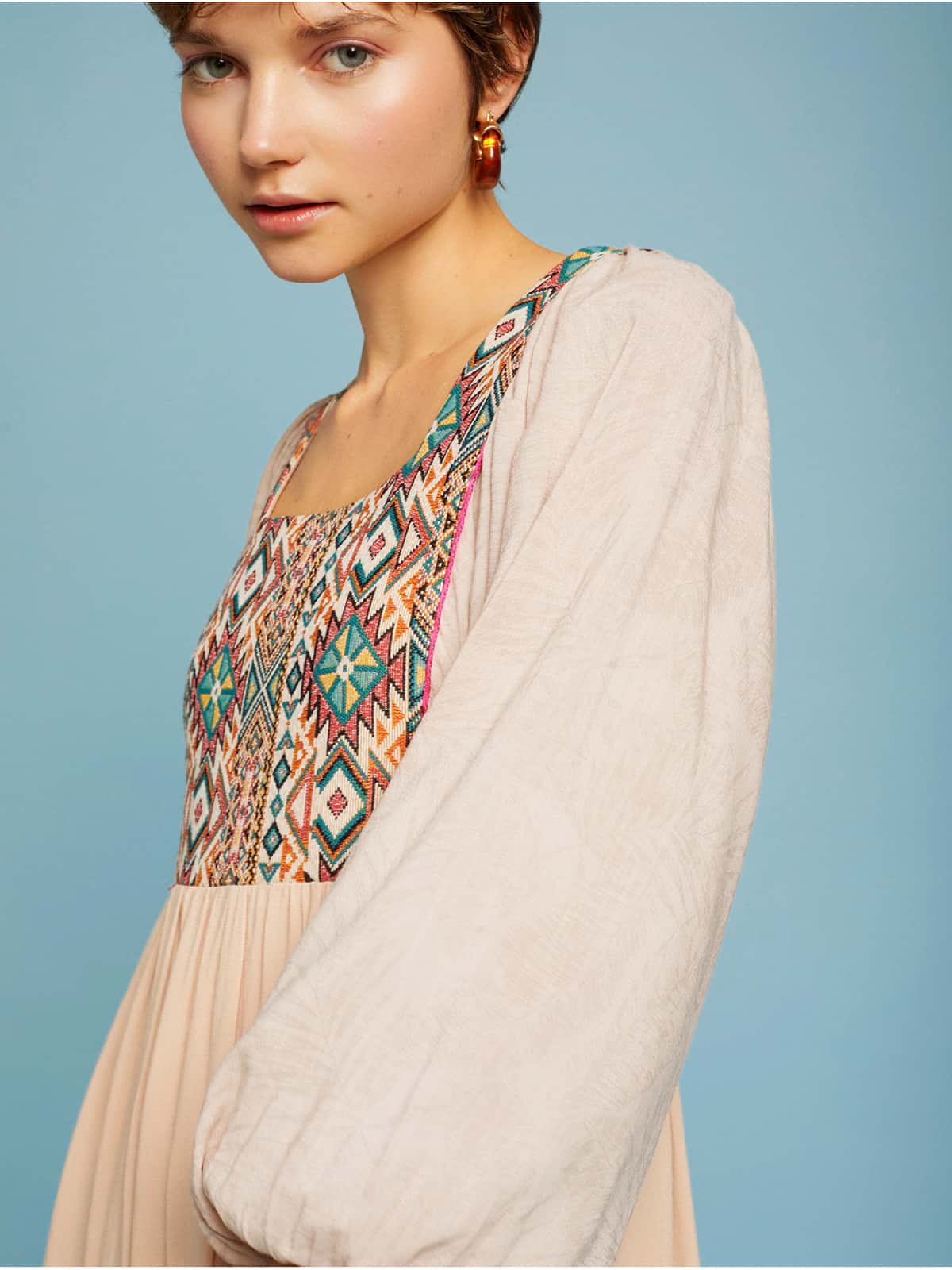 Vestido Meisie Bimateria Pechera Jacquard