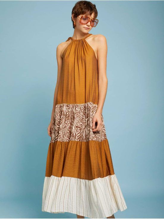 Vestido Meisie Largo Tirantes Detalle Lazo Frunce