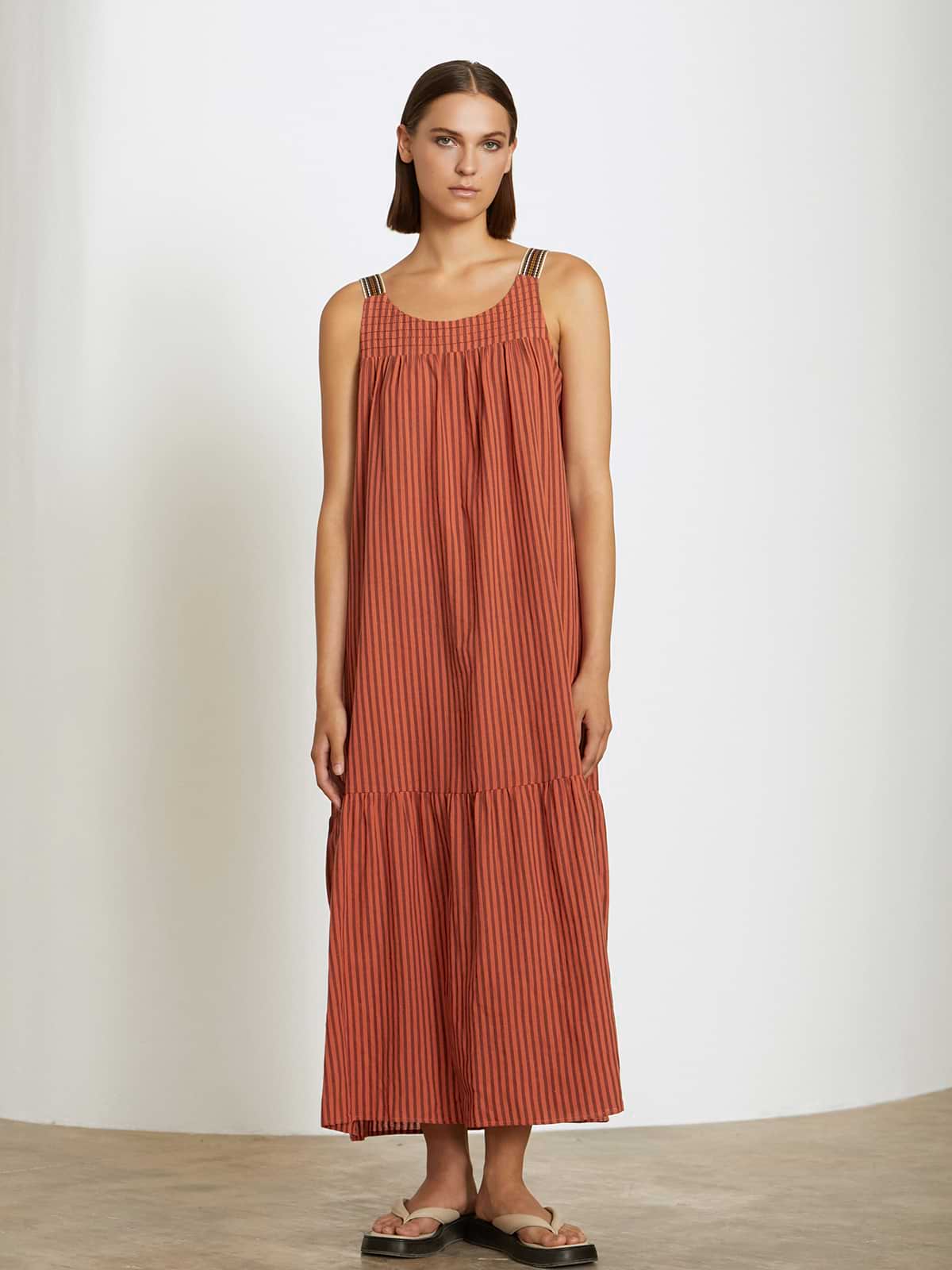 Vestido Largo Skatie Rayas y Tirantes Contraste