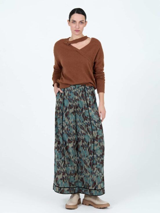 pantalón palazzo satinado mujer