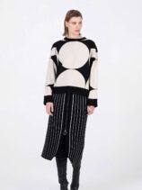 Jersey de Punto Jacquard Bicolor Círculos