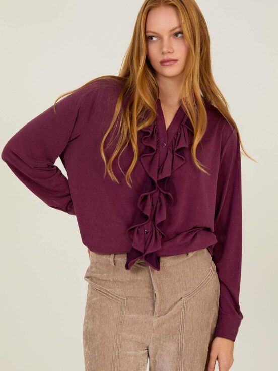 Blusa de Cupro y Modal con Volantes